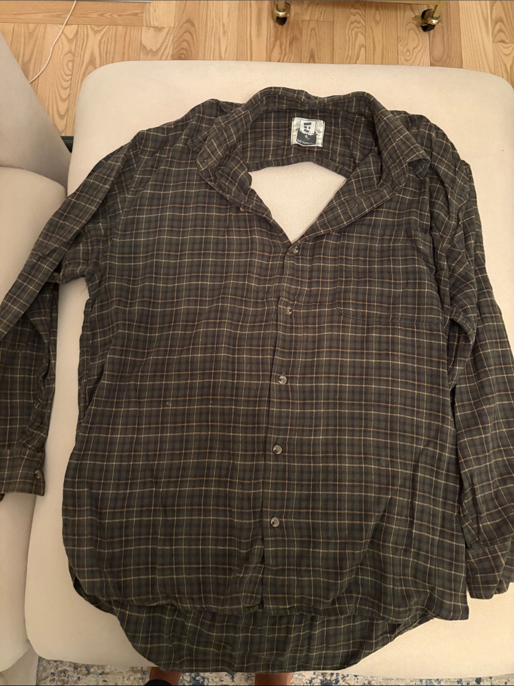 Women’s Olive Green Plaid Button-Up Shirt